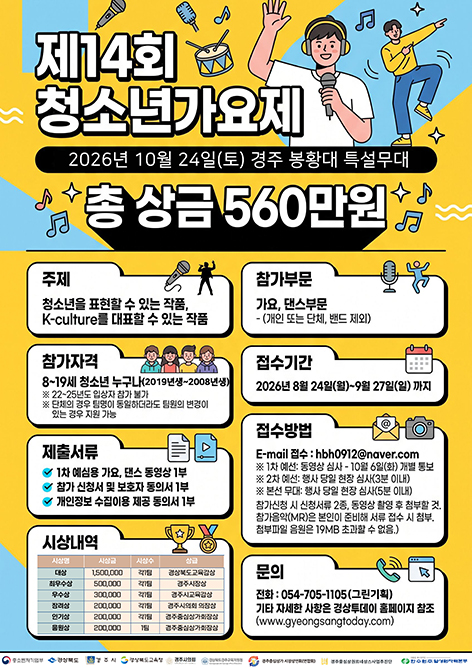 제14회 전국 청소년 가요제(제14회 경주중심상가 청소년가요제 & 댄스페스티벌) 포스터