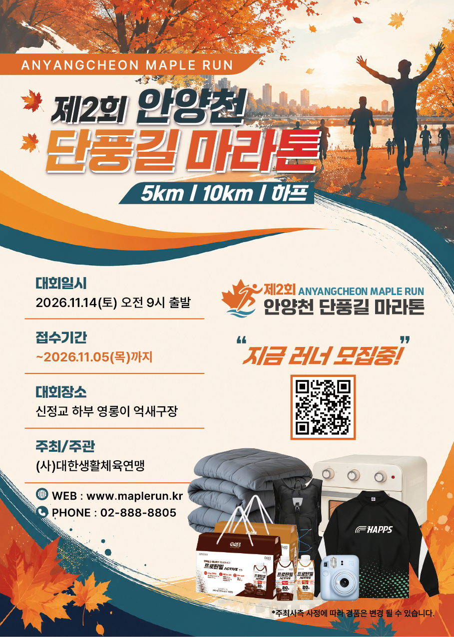 제2회 안양천 단풍길 마라톤 포스터